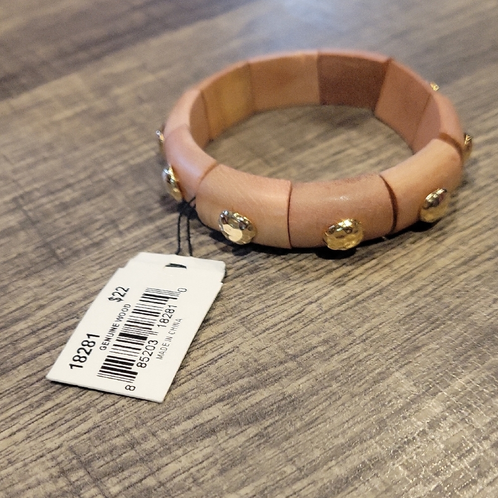 5 For 25.00/Wood/ Golden Brass Bracelet FOR TINY WRIST/6 IN.OR SMALLER/NWT